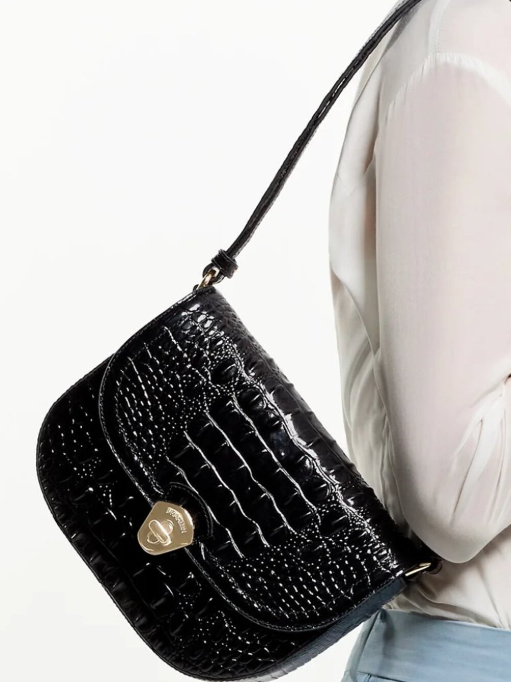 NWT ✅ Brahmin PORTIA BLACK Melbourne Leather Bag ⭐ NWT, COA, DUST BAG - Picture 7 of 16